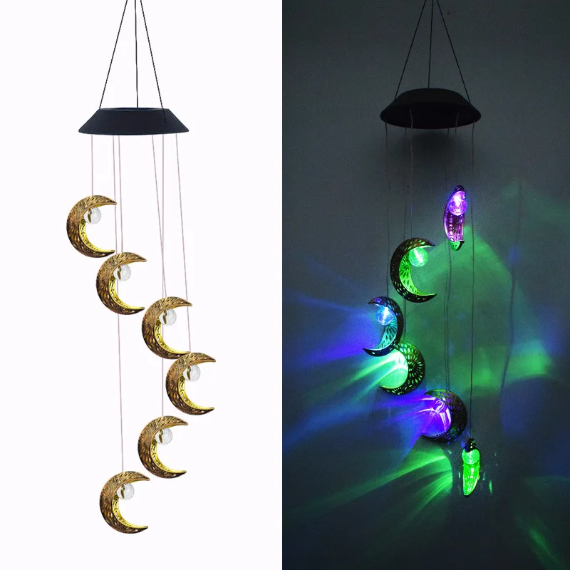 Solar Moon Wind Lights Waterproof Hanging Seven colors