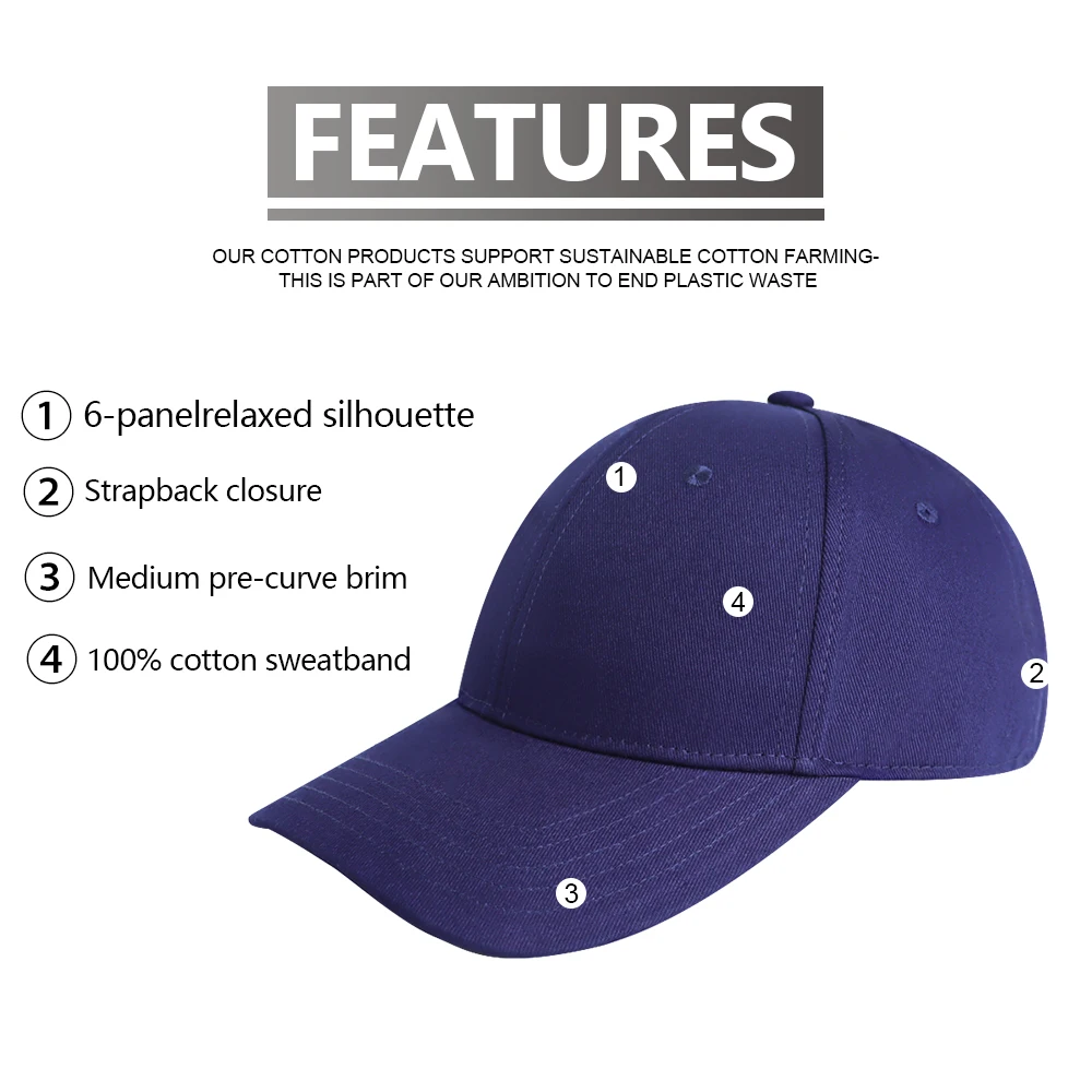 Custom Printed Baseball Cap 100% Cotton 6 Panel Baseball Cap Hat ...