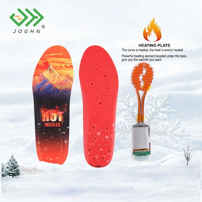 JOGHN Electric Rechargeable Heated Insoles Remote Control Thermal Insoles With Heating Skiing Winter Keep Warm Heated Insole