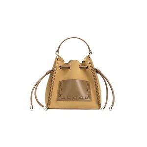 Custom Logo Fashion Woven Women Shoulder Crossbody Bags Microfiber Tote Bag Drawstring Design Ladies Bucket Handbags