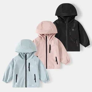 Children's Baby Quilted Jacket Spring Autumn Unisex Outdoor Hooded Acetate Fiber Printed Zipper Closure Long Sleeve Medium