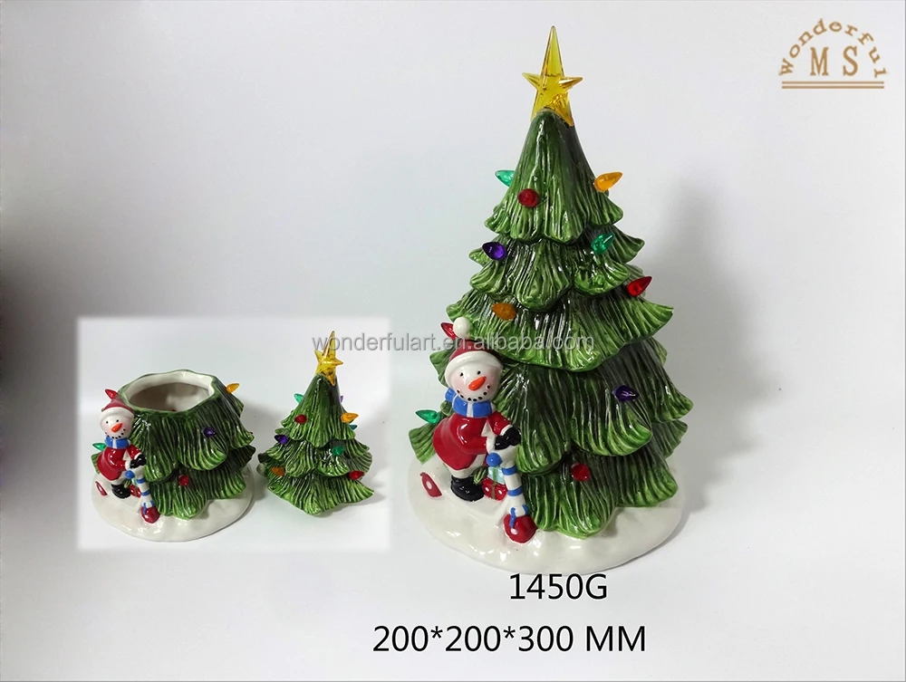 Christmas tree shaped ceramic jar holiday Santa Claus food storage porcelain snowman canister for festival gift
