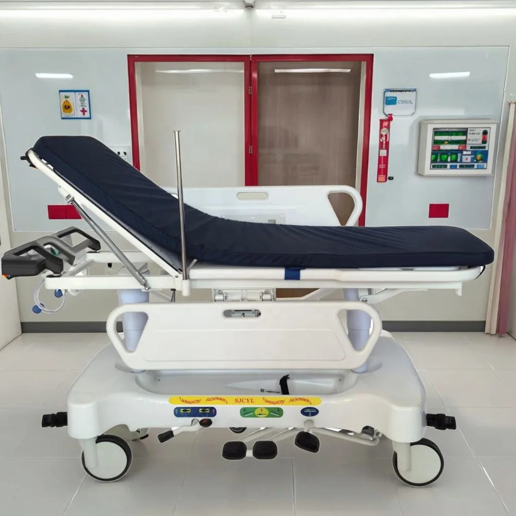 Width-Adaptive Commercial Durable Multi-Function Transfer Trolley with Hydraulic Lift & Collapsible Guardrails 4