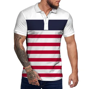 New Casual Short Sleeve Button Polo Shirt Creative Design Pattern Top Men's Shirt