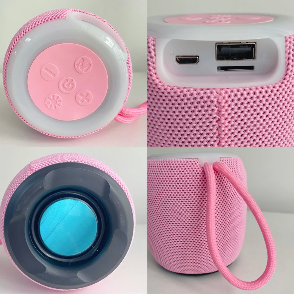 Speaker musik portabel, speaker suara Mini RGB berkedip RGB portabel,  Subwoofer Mini Hifi Pink BT, AUX bertenaga baterai promosi untuk pengguna 