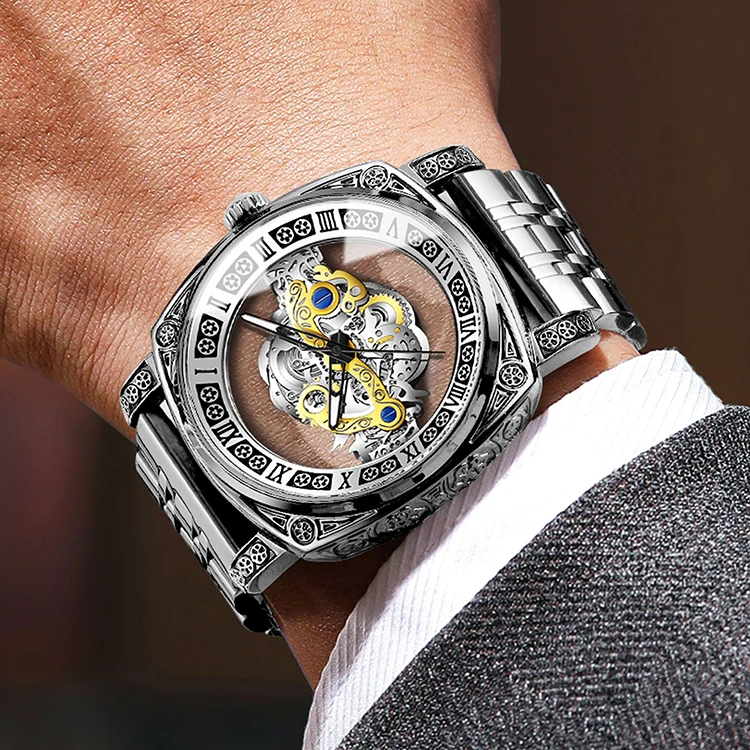 BINBOND Retro Carved Quartz Luxury Luminous Watch