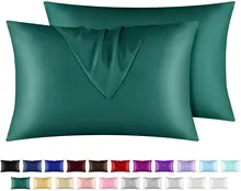 Hot Selling  Solid Color Soft Satin Silk Pillowcase with Envelope Zipper Pure Emulation Satin Mulberry Silk Pillow Case
