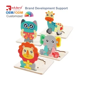 Hot Selling New Design 3D Wooden Jigsaw Puzzles Educational DIY Animal Toys for Kids