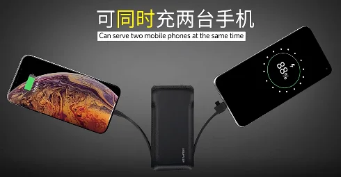 Factory ODM OEM Service 10000mAh Power Bank Awei P51K Portable 2 USB Power Bank Fast Charging