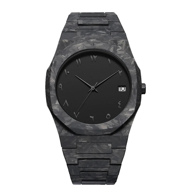 Brand Custom Your Private Label Logo Black Arabic Numerals Calendar Analog Watch for Man Manufacturer