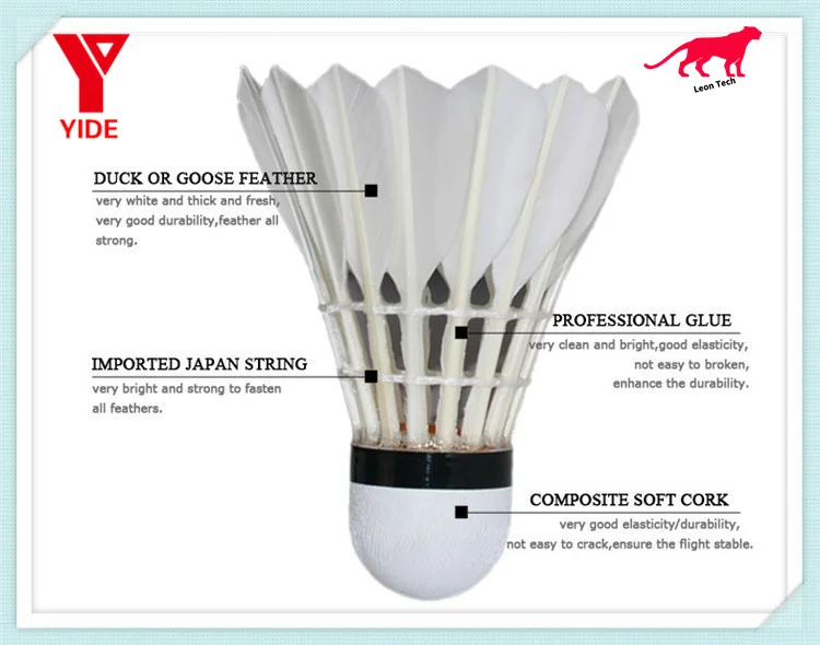 High Quality Non Labelled Goose Feather Kick Badminton Cock Shuttlecock ...