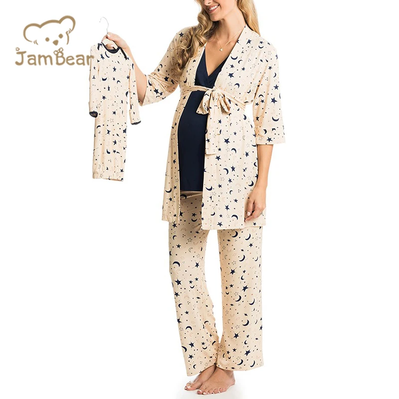 Pijamas de maternidad Ropa de maternidad Conjunto orgánico a juego