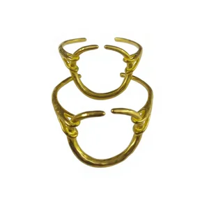 Mizzen Women's Simple Luxury Texture 18K Gold Plated Brass Open Geometric Shape Trendy Charm Bracelet for Wholesale