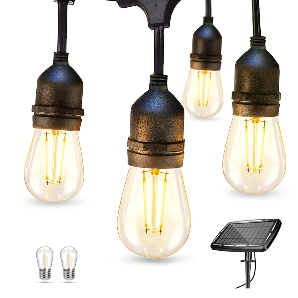 Edison Bulb Smart Ip65 Decorative Patio Crystal Garden Porch   Christmas Poles Waterproof S14 Outdoor Solar Led String Lights
