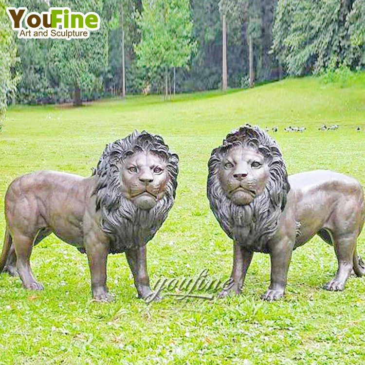 等身大グリーンブロンズ真鍮ライオン立像彫刻販売| Alibaba.com