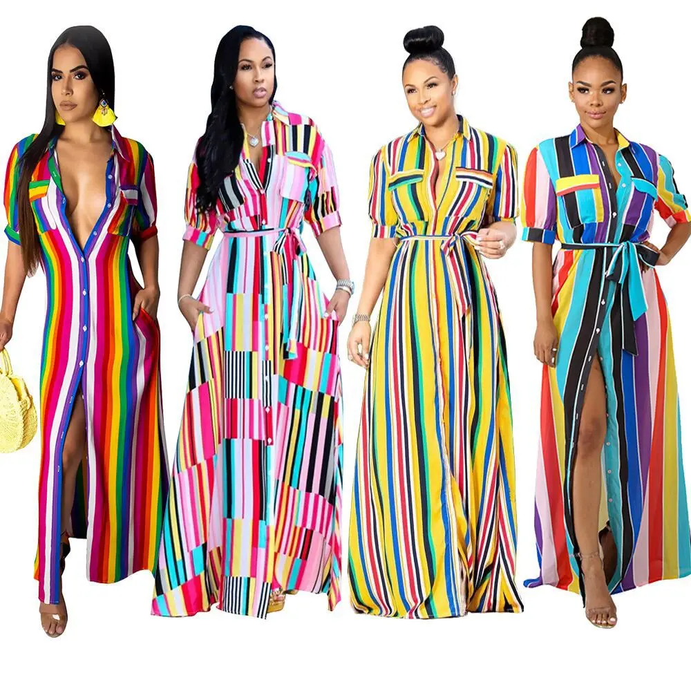 Fashion Womens Dresses Ts836 Drop Ship 2022 Colorful Long Stripped Long Casual  Dress S-3xl Women Clothing With Belt - Buy Womens Dresses,Long Dress,Casual  Dresses Product on Alibaba.com