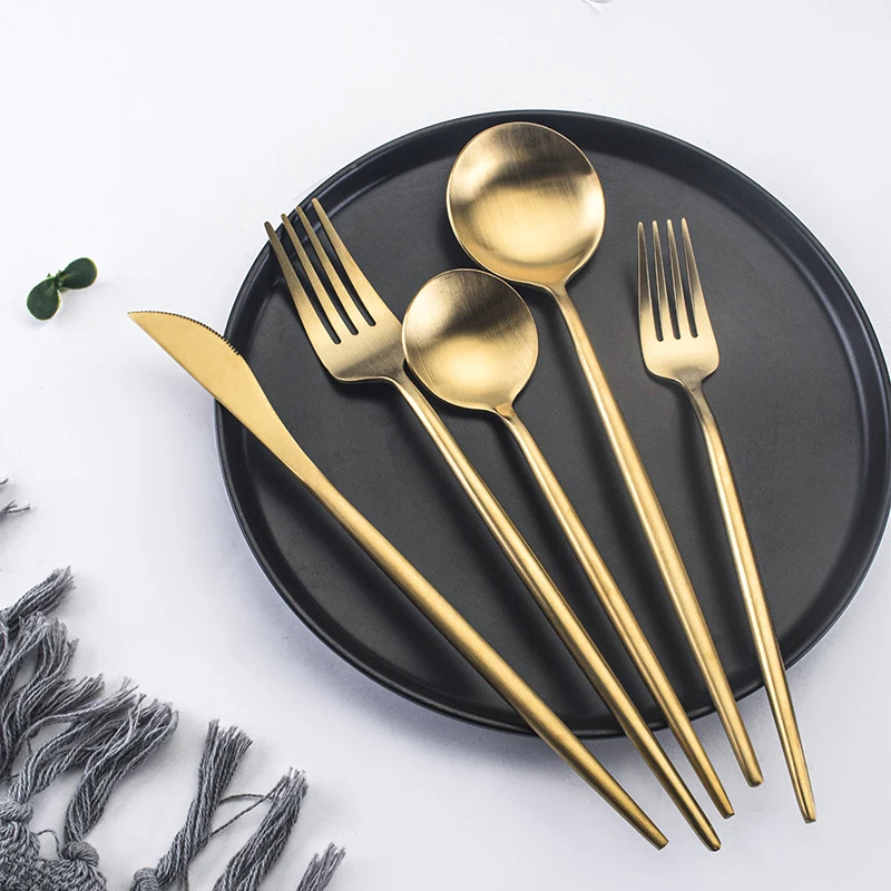 Luxury Style Flatware Set Matte Black Silverware Set 304 