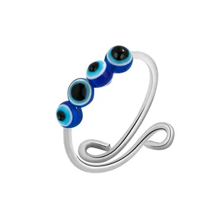 Minimalism Adjustable Rotatable Round Bead Ring Fashion Devil Eyes Anxiety Rings Jewelry for Fidget People