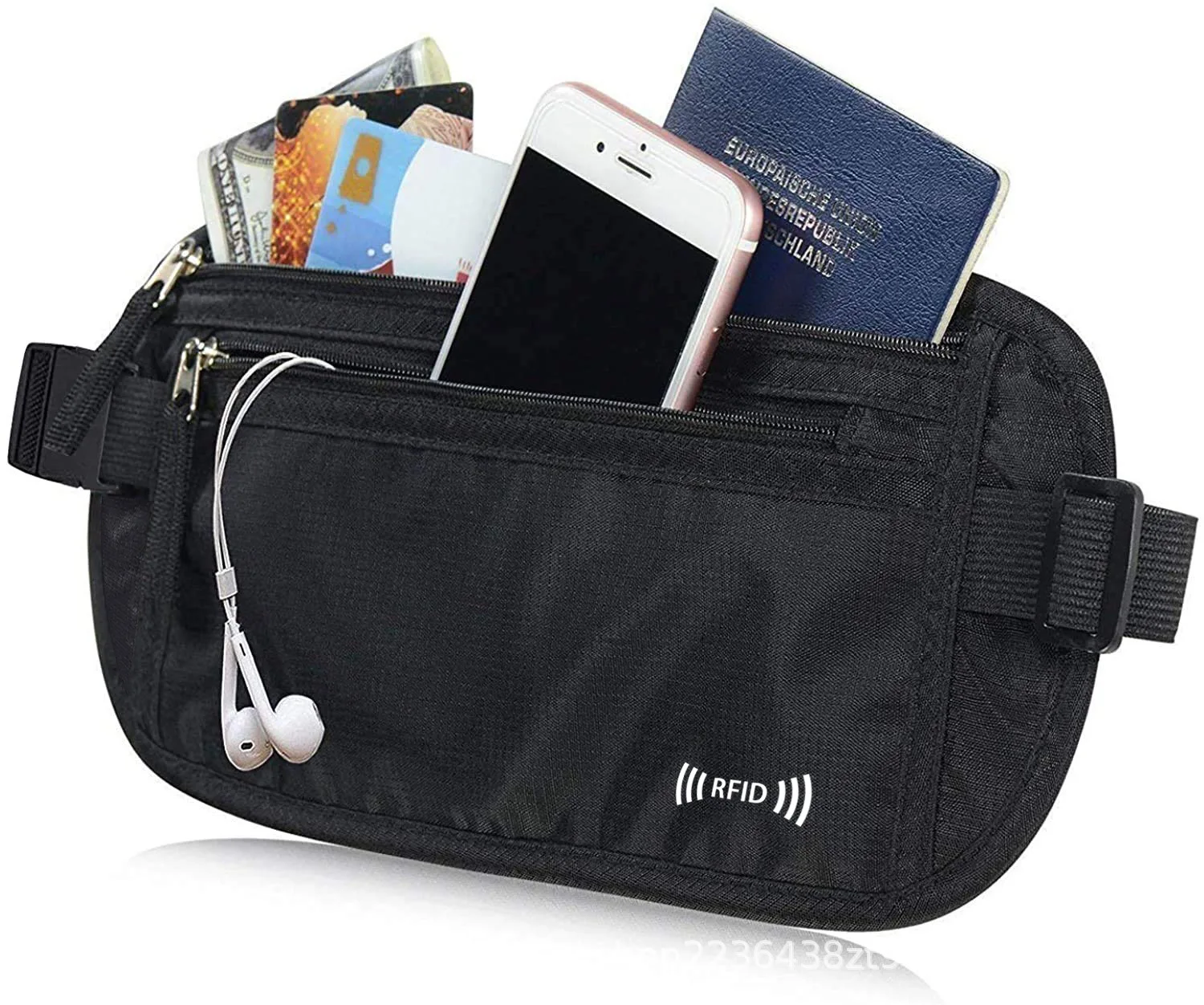Yajie Factory Custom Ultra-Thin Nylon RFID Magnetic Shielding Waterproof Anti-Theft Invisible Close Fitting Waist Passport Bag