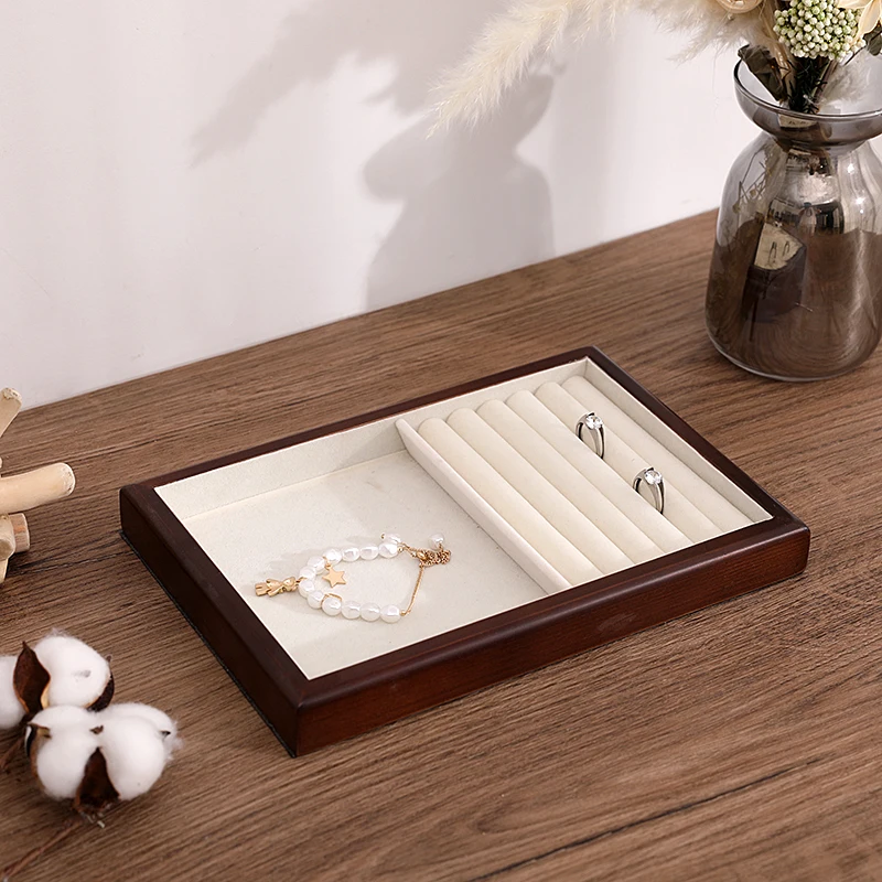 Wooden Ring Holder Display Case Ring Organizer Box,Ring Storage Tray