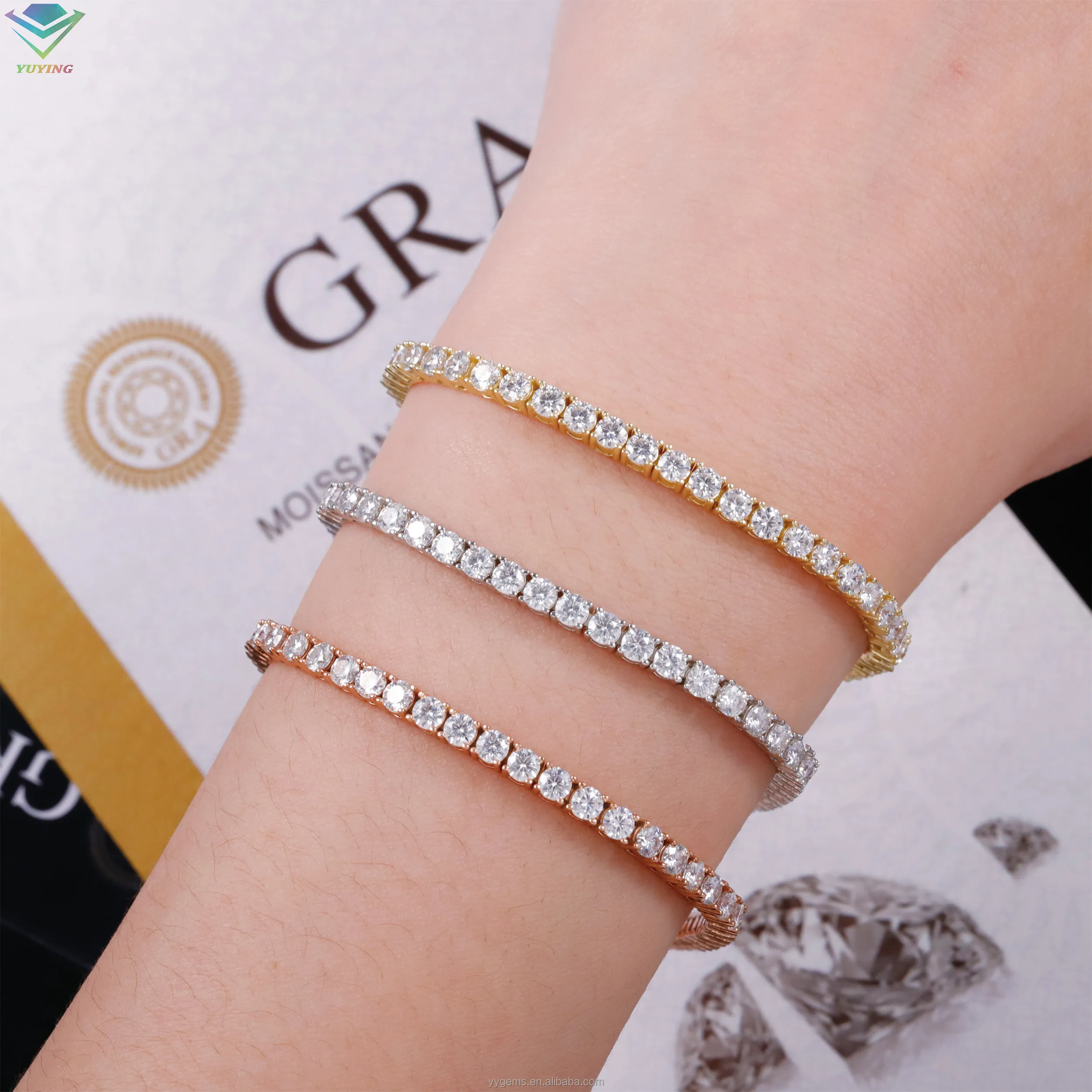 Hip Hop Tennis Chain 3MM 4MM 5MM Wide 925 Silver Bracelet