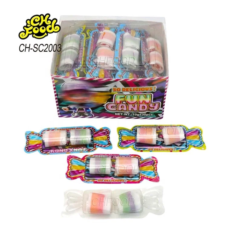 Low MOQ Wholesale Hot Selling Sour Fruit Flavor Roll Gummy Candy Sweets OEM Candy Shape Candy Toy for Kids