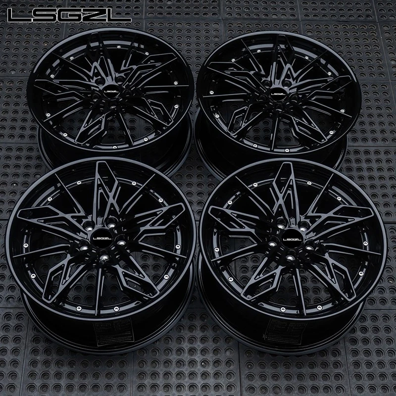 Custom Luxury 2-Piece Glossy Black Forged Aluminum Alloy New Multi-Spoke Car Wheel Rims 18-24 Inch