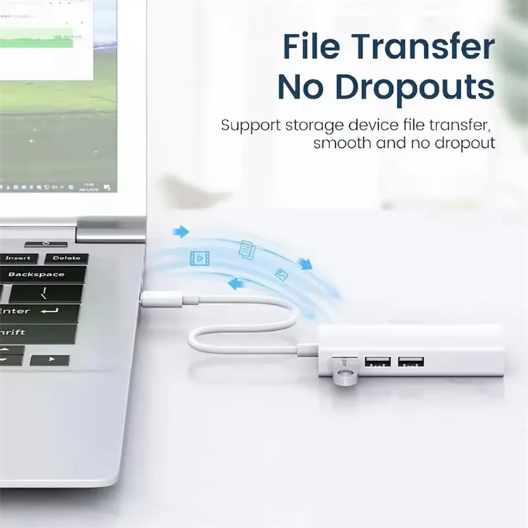 4 in 1 USB Type C to RJ45 Lan Network Card 4 Port USB2.0 Ethernet Card Hub Splitter Adapter for Laptop PC Driver Free