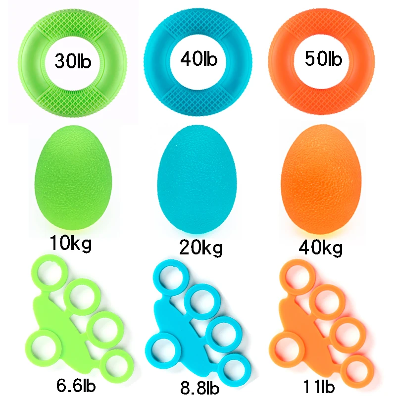 Customized Grip Strength Trainer Kit 9 Pack Finger Exerciser Hand Strengthener Hand Extension Exerciser Forearm Workout Ring