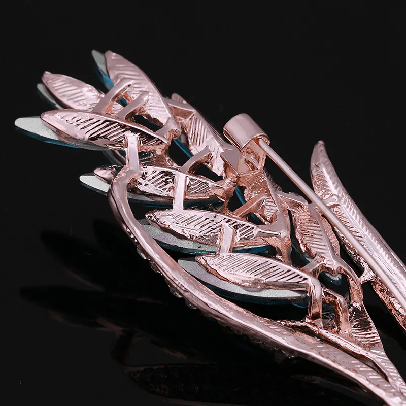 Wheat Crystal Brooch – Gold Plated Rhinestone Floral Pin For Women, Wedding & Party Accessory