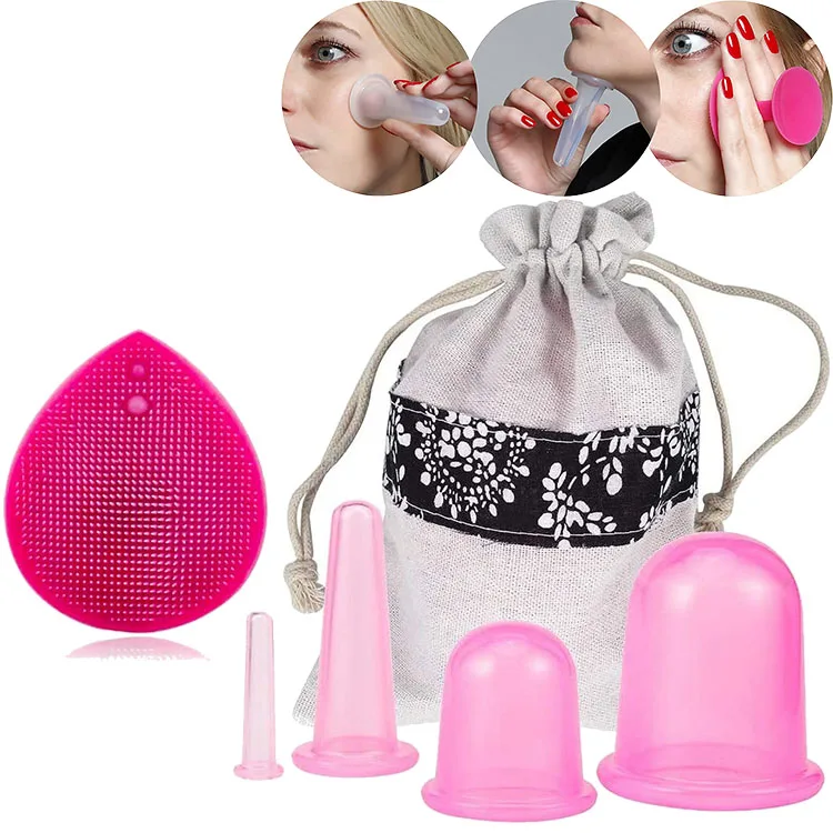 Vacuum Suction Cups silicone pink cupping set