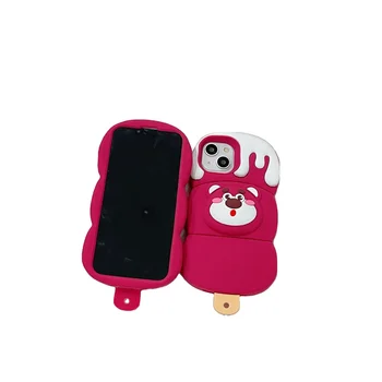 Creative Cartoon Cute Cream Ice Cream Strawberry Bear Shockproof Protective Phone Cover Case For iPhone 11 12 13 14 15 Pro Ma