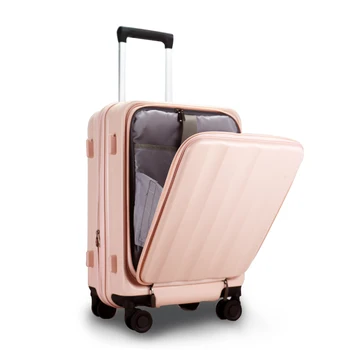 Hard Shell Custom Travel Suitcase Trolley Case Carry on Luggage Front Open Laptop Luggage Trolley