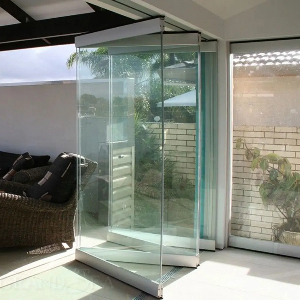 Frameless Glass Partition Clamp Sliding Folding Door Frameless Movable Glass Partition Wall