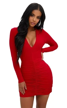 knee length dresses for ladies Curves Ahead Ruched Mini Dress