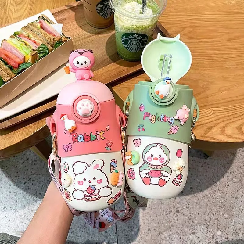 Free Shipping Doll 500ml Large Capacity Portable Outdoor Sports Children's School Strap Water Bottle for Water