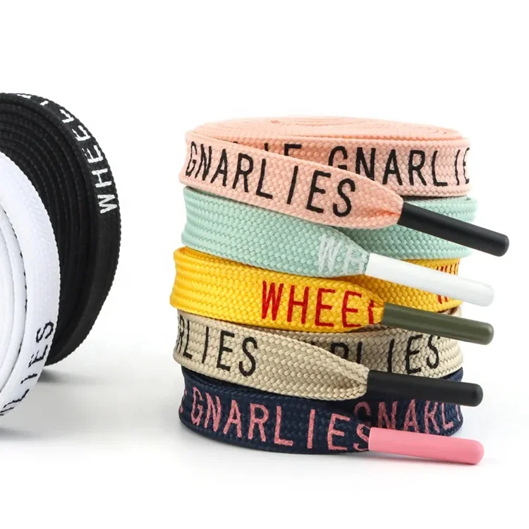 Custom Printed Drawcord Hoodie String Flat Drawstring 12mm Width Cotton Cord With Metal Tips