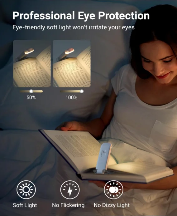 product brightness adjustable led clip on portable bookmark light reading in bed usb rechargeable book light for eye protection-41