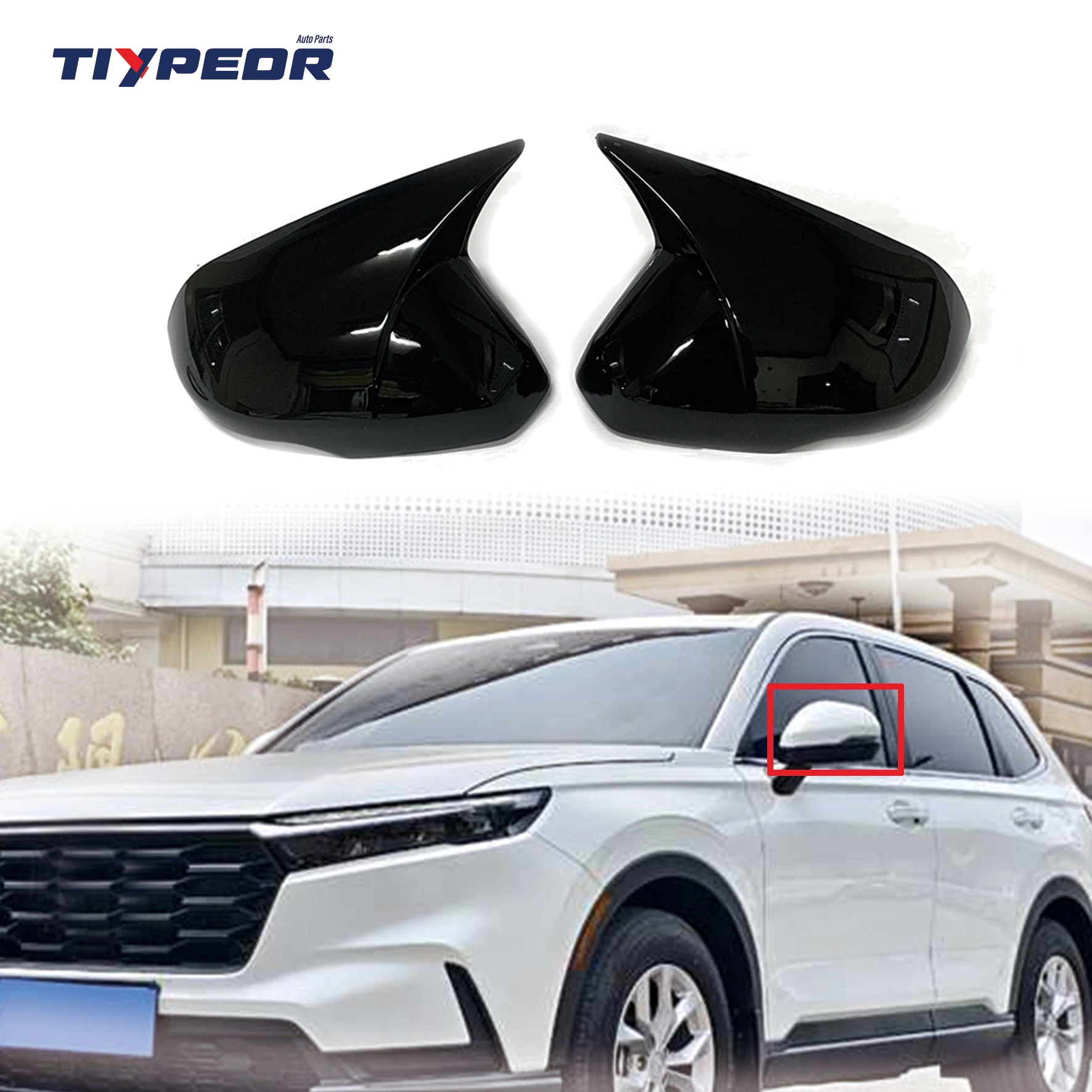 product tiypeor car rearview rear view side mirror cover tirm fit for honda cr v 2023 2024 ox horn rear view side door mirror cover-6