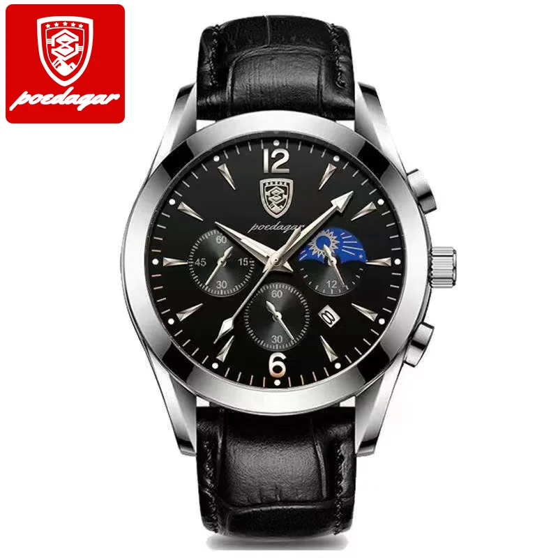 POEDAGAR 8298 Men Watches New Fashion Stainless Steel Date Waterproof Luminous Top Brand aperçu 11