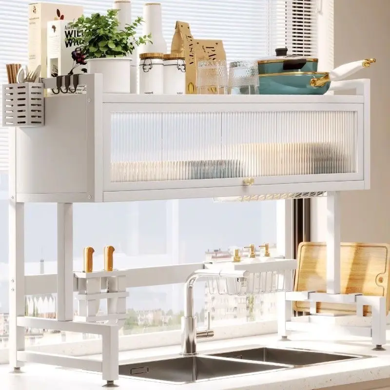 Over the Sink Dish Drying Rack for Kitchen With Cover Rack Organizer Drain Board Dish Rack