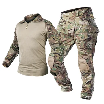 Men Paintball Clothing Uniform Tactical Combat Multicam Camouflage Hunting Shirts Pants Elbow/Knee Pads Suits