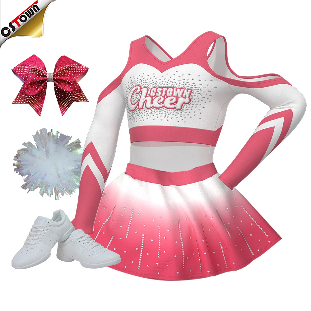 Wholesale Digital Printing Pink Cheerleading Uniforms Cheer Uniforms ...