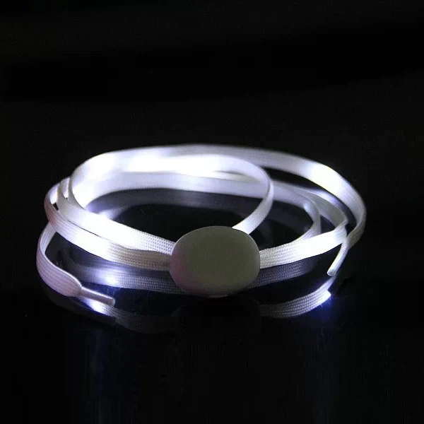 Wholesale Custom Logo Colorful Maker Round Fashion Charm Flashing Luminous Light Shoe Laces Shoestring LED Shoelaces Wedding