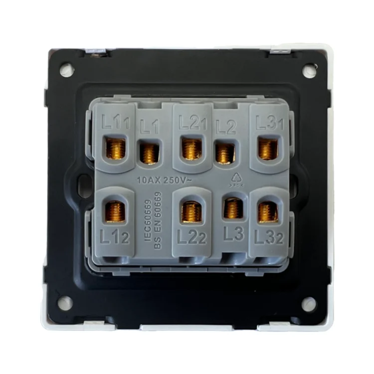 VNX UK Standard Luxury Large Panel Modern Style White Electric 3 Gang High Quality Wall Switches for Home Hotel
