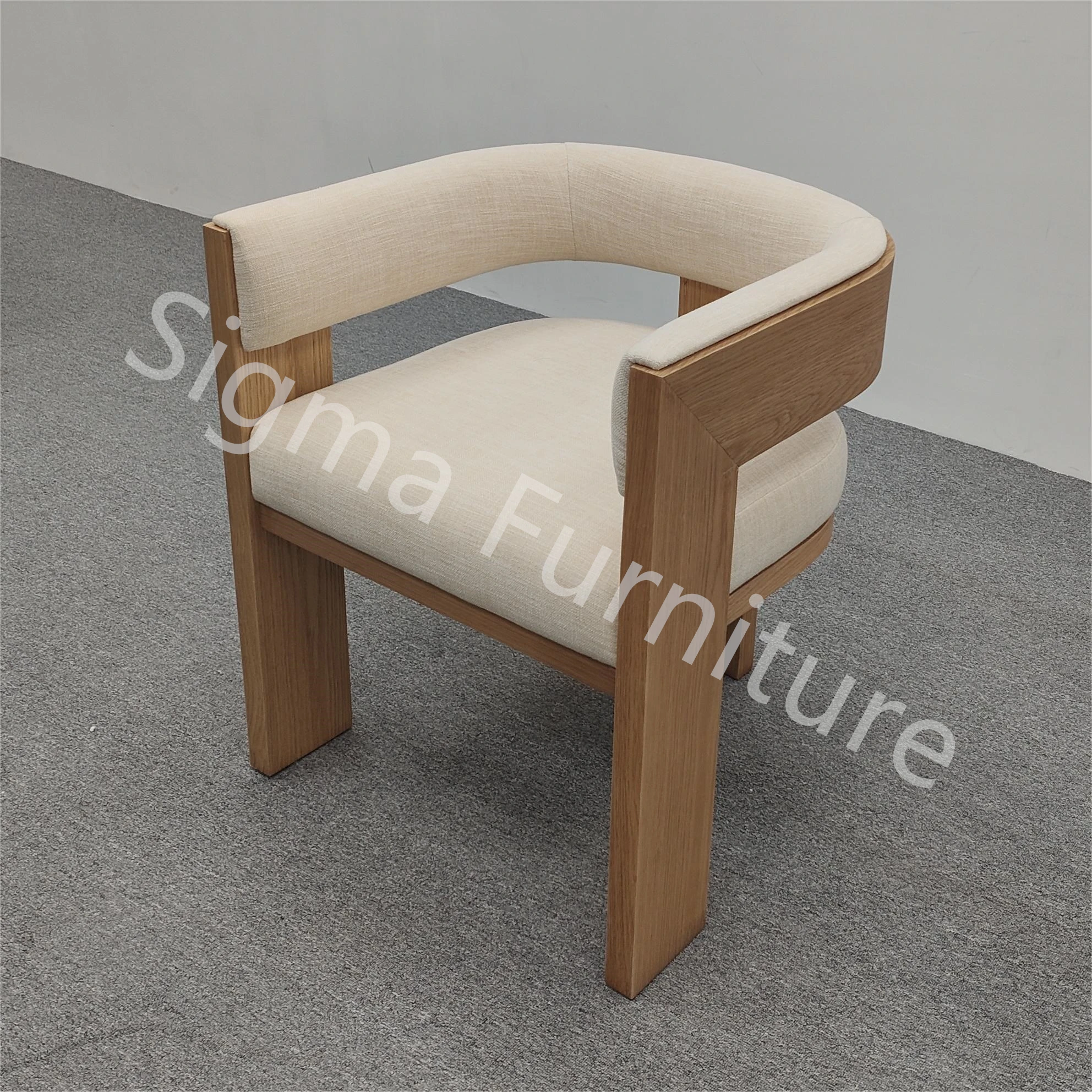Modern Design Style Nordic Curved Back Wooden Leg Chair Room Furniture Kitchen Dining Chairs with Arm