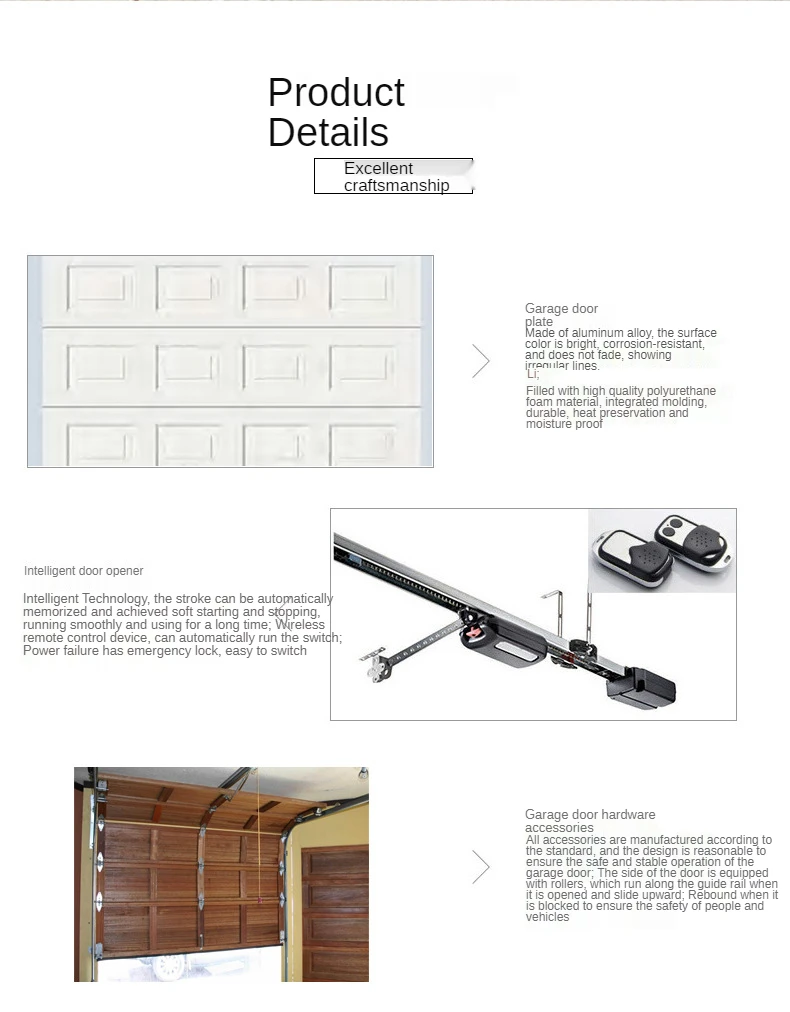 Flap garage door villa European style electric  remote control rolling gate automatic lifting door Mutually