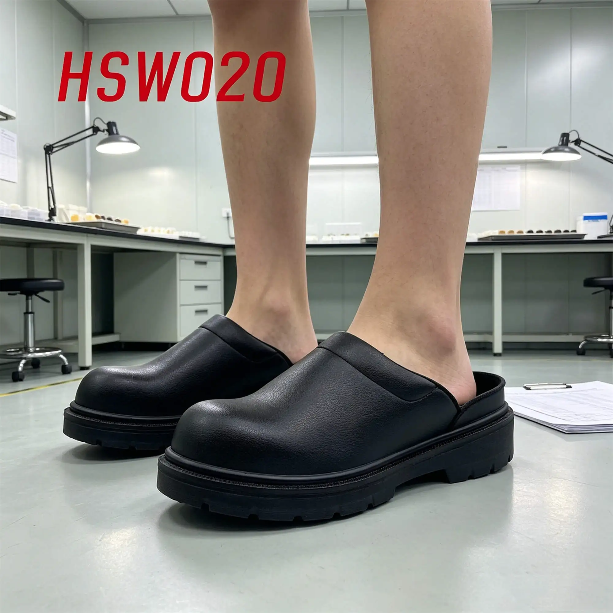 ZYF,Sterile Workshop Easy Entry Hit Proof Black/white Safety slippers Hospital Ward Long Time Stand Anti-Tired Work Clogs HSW020