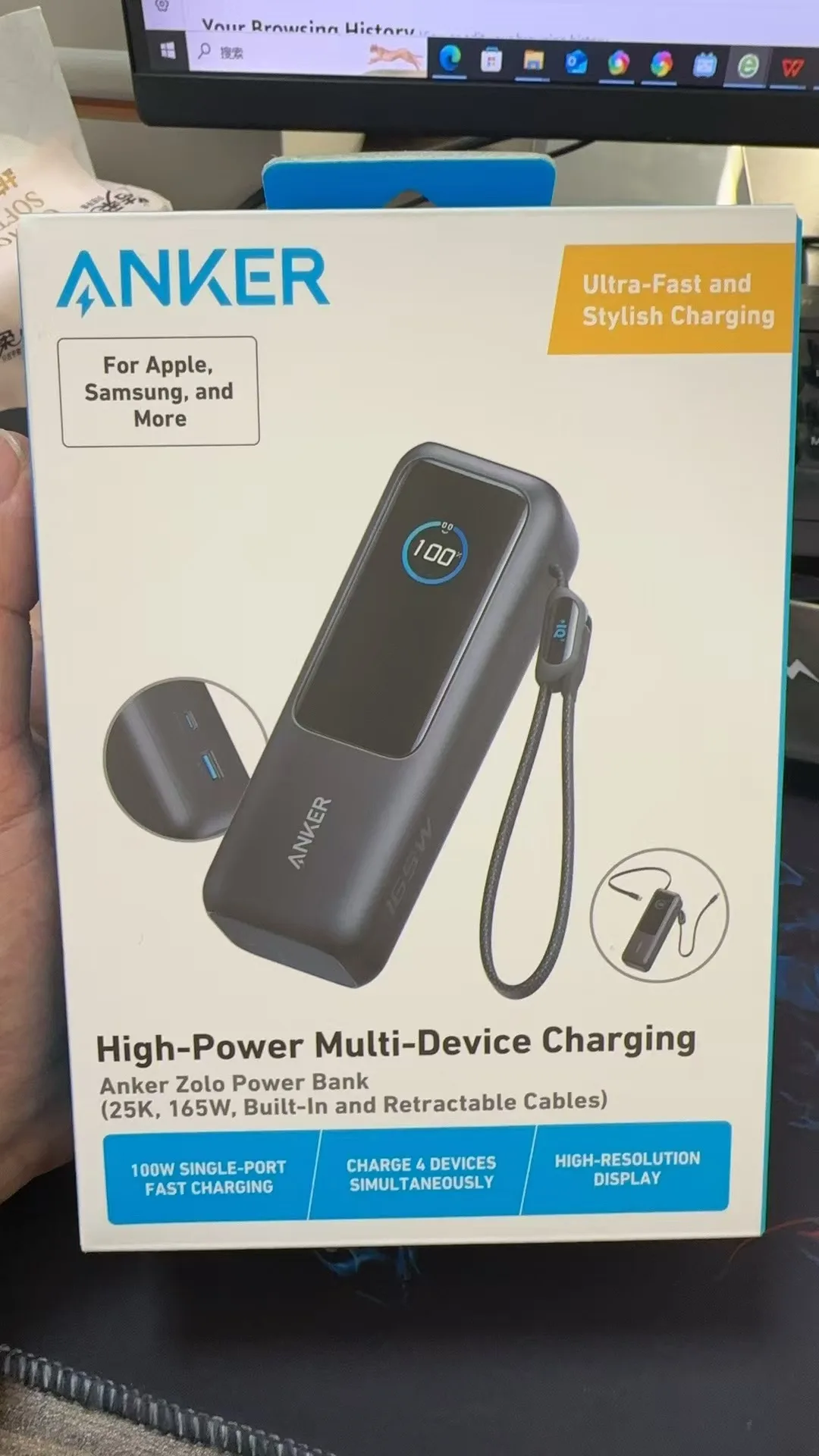ANKER Zolo 165W 25000mAh Hızlı Şarjlı Su Geçirmez Power Bank