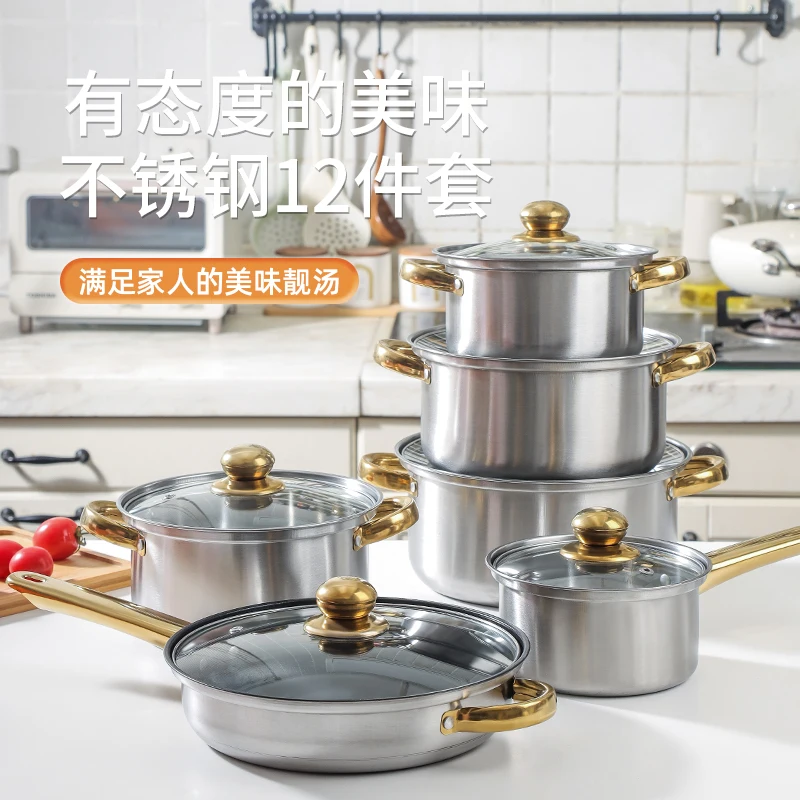 Set Pentole Set Di Pentole In Acciaio Inox 12 Pezzi - Compatibile Con Induzione, Gas, Elettrico - Con Coperchi In Vetro E Vaporiere Set Pentole Acciaio Inox 12 Pezzi